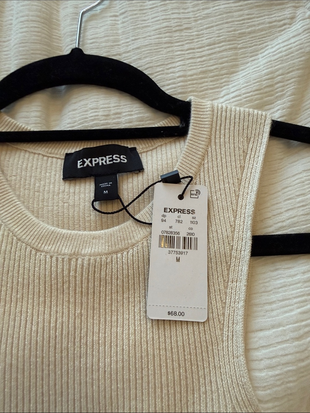 Express Cream Ribbed Racerback Mini Dress - Picture 2 of 2